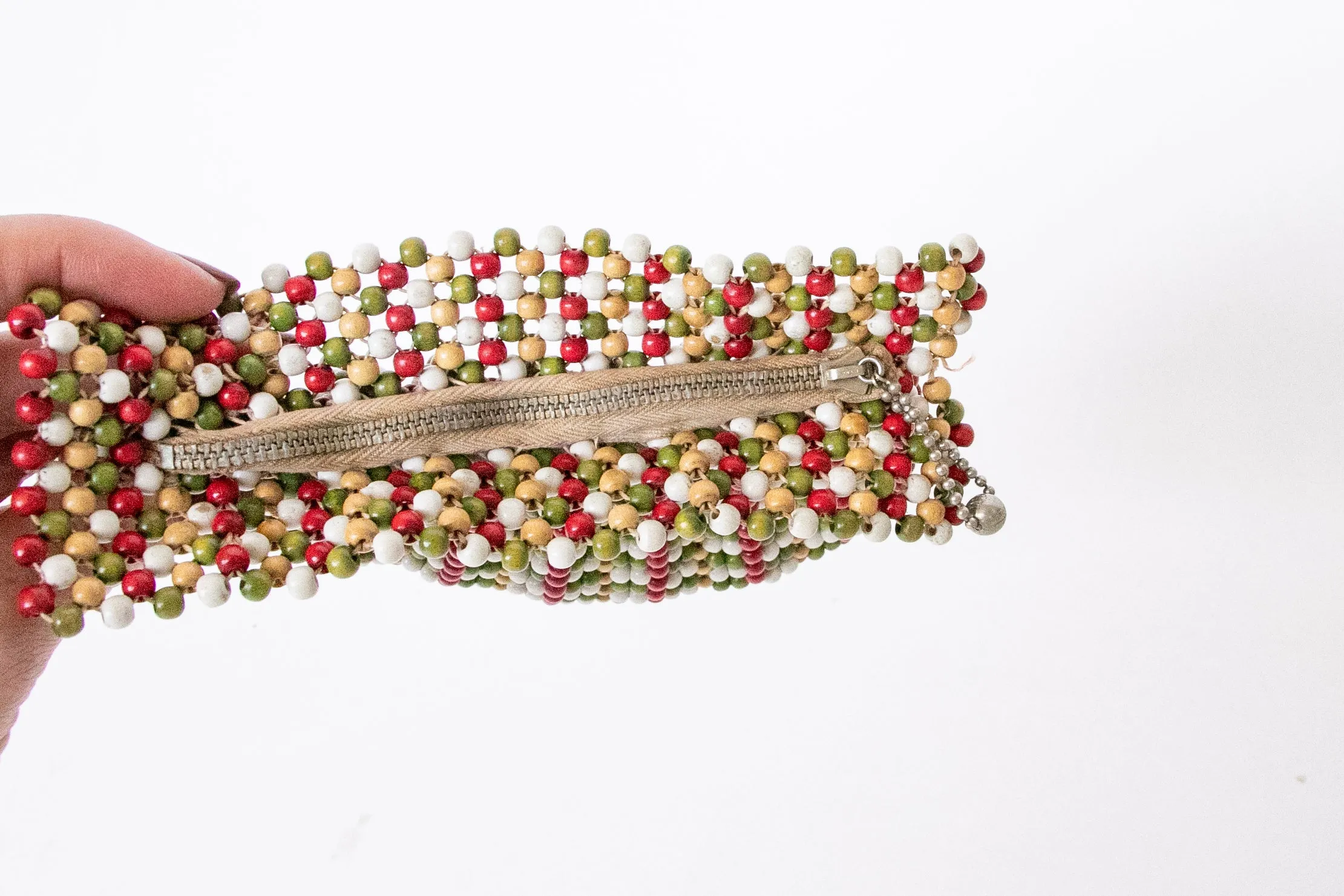 1940s Purse Deco Wooden Beaded Clutch Bag