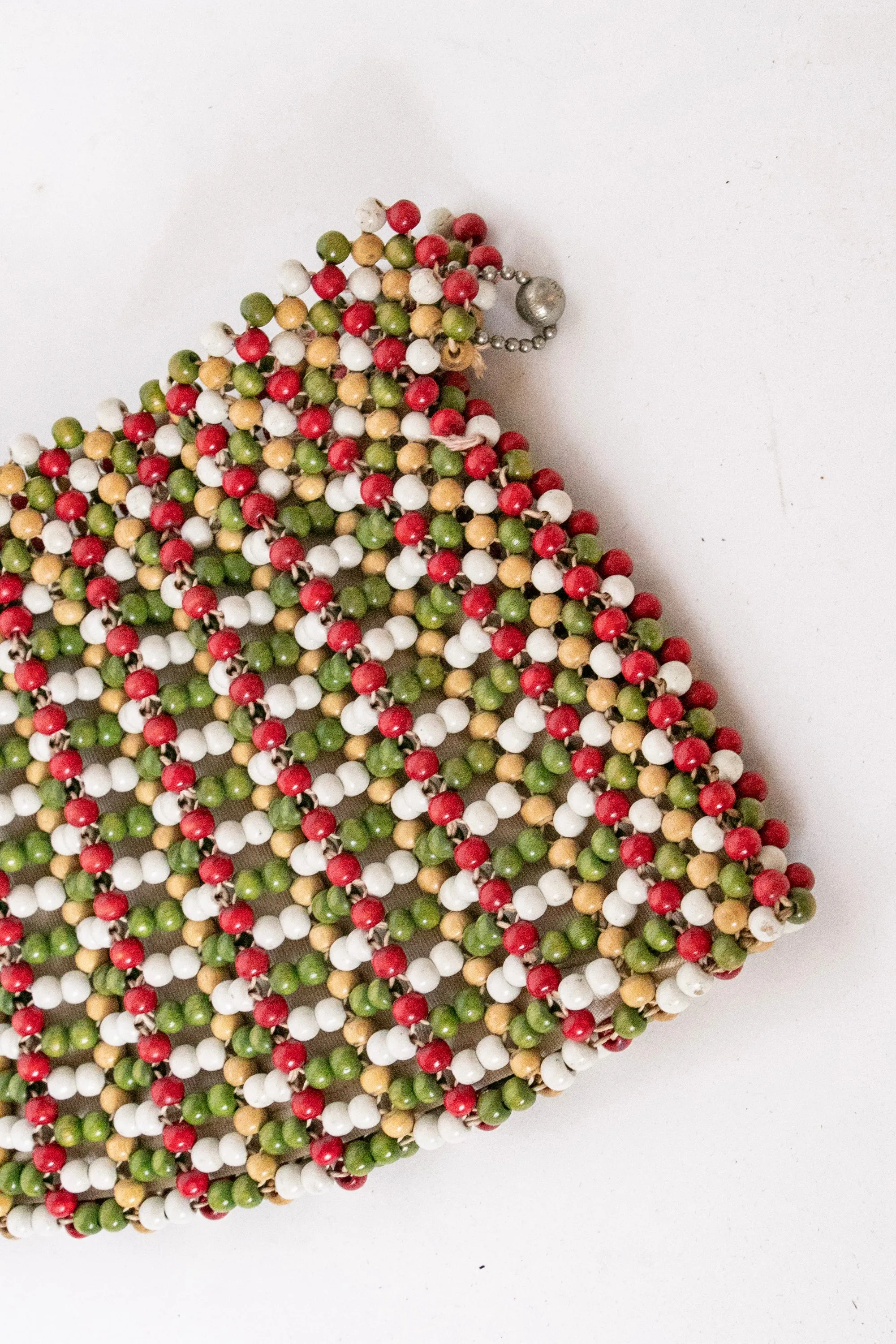 1940s Purse Deco Wooden Beaded Clutch Bag