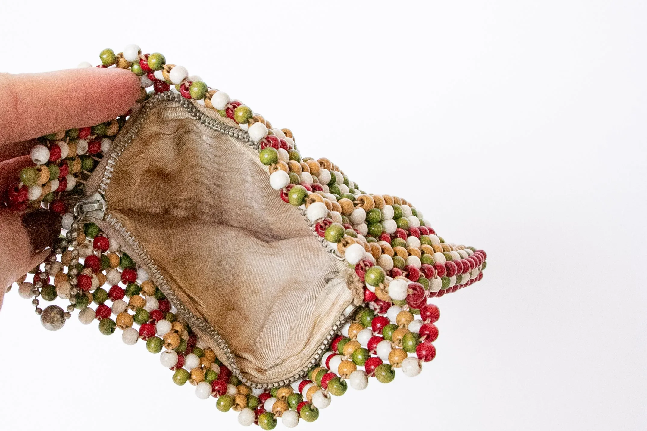 1940s Purse Deco Wooden Beaded Clutch Bag