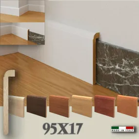 96ML BATTISCOPA in legno MASSELLO COPRIMARMO COPRIVECCHIO 95X17