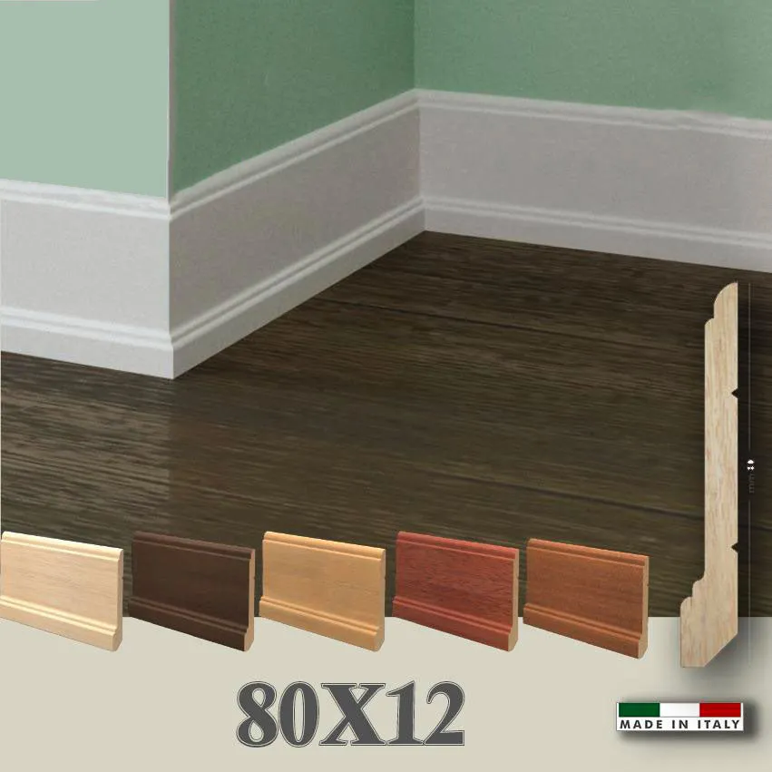 96ML BATTISCOPA in legno MASSICCIO/MASSELLO MOD MILANESE 80X12