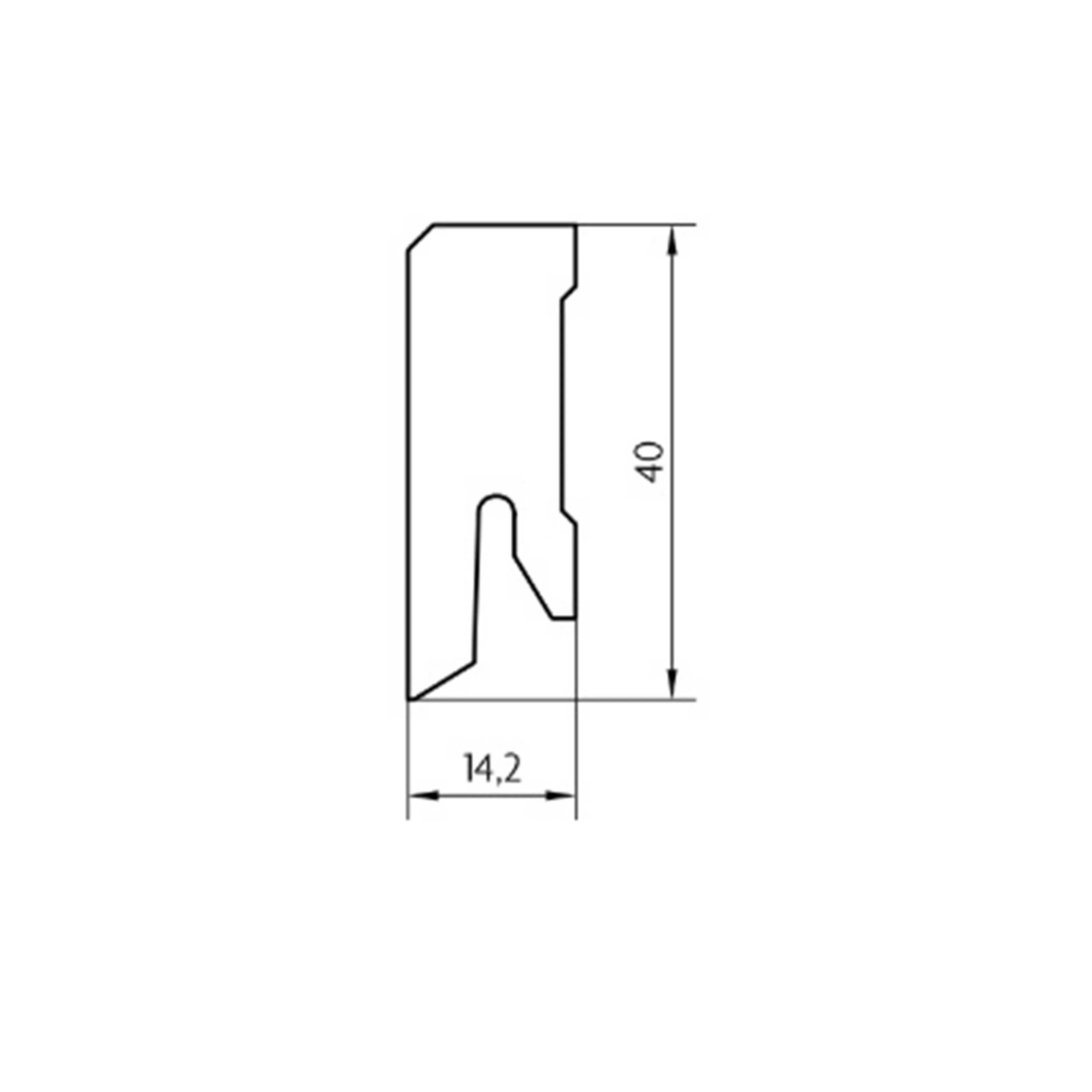 96ml di BATTISCOPA ZOCCOLINO SQUADRATO BASSO in FIBRA DI LEGNO 40X15 BIANCO