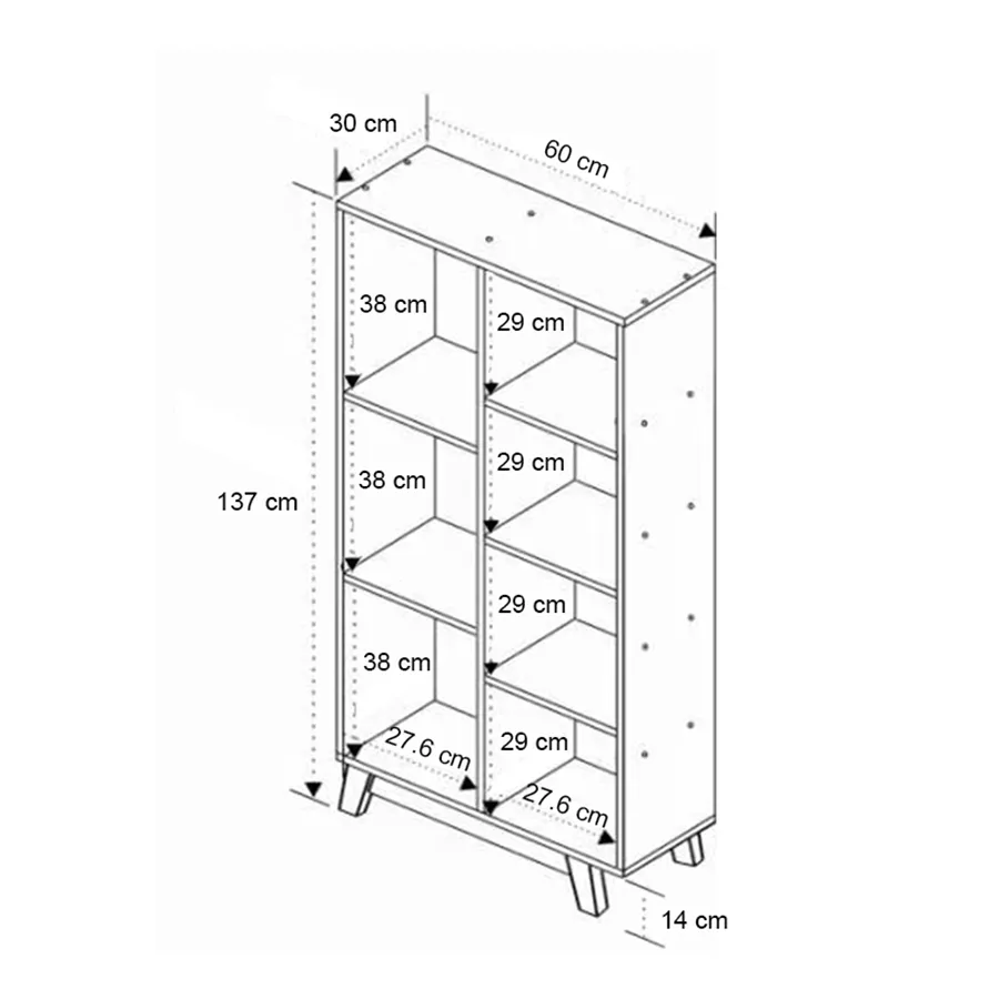 Aiden 60 cm High Bookcase