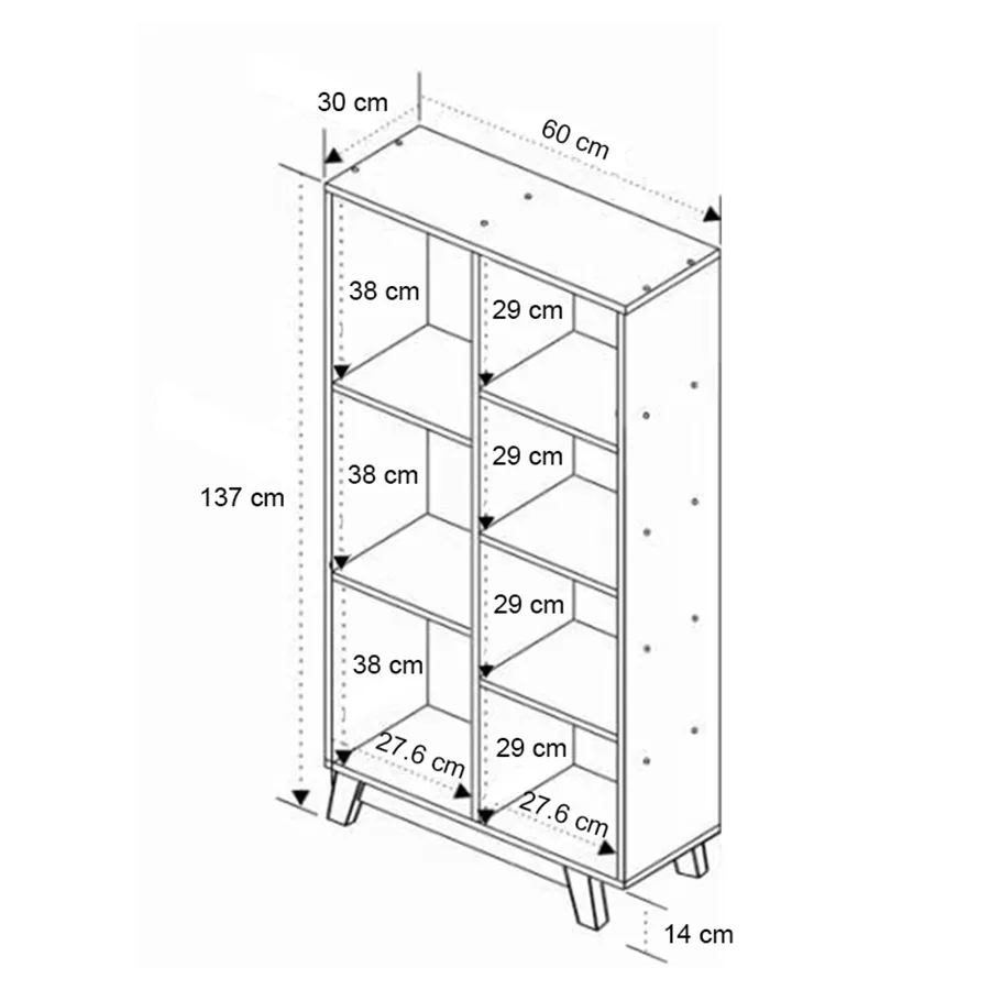 Aiden 60 cm High Bookcase