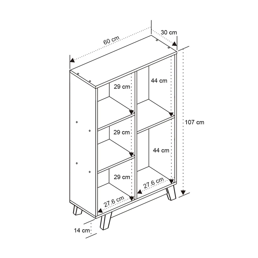 Aiden 60 cm Mid Bookcase