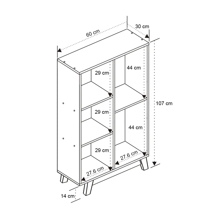 Aiden 60 cm Mid Bookcase