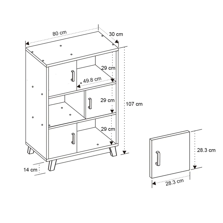 Aiden 80 cm Mid Bookcase