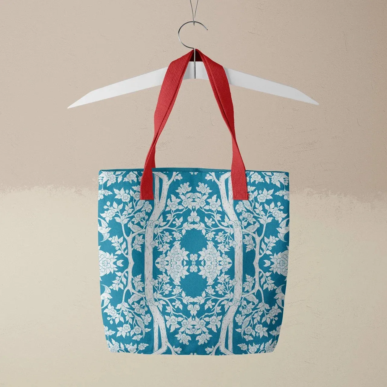 Aviary Tote - Bluebird Blue Bird Pattern Shopping Tote