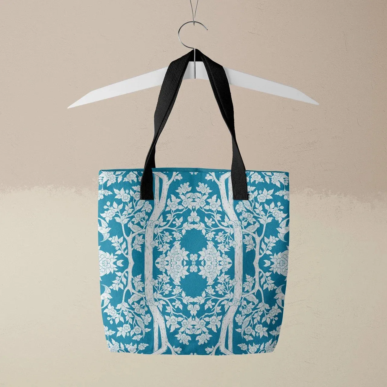 Aviary Tote - Bluebird Blue Bird Pattern Shopping Tote