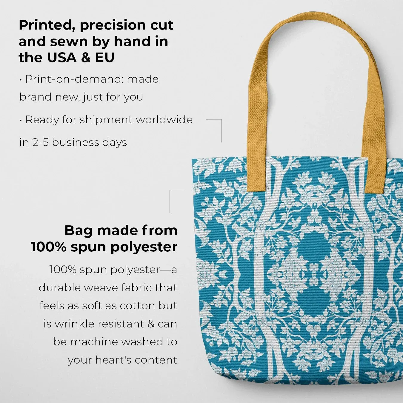 Aviary Tote - Bluebird Blue Bird Pattern Shopping Tote