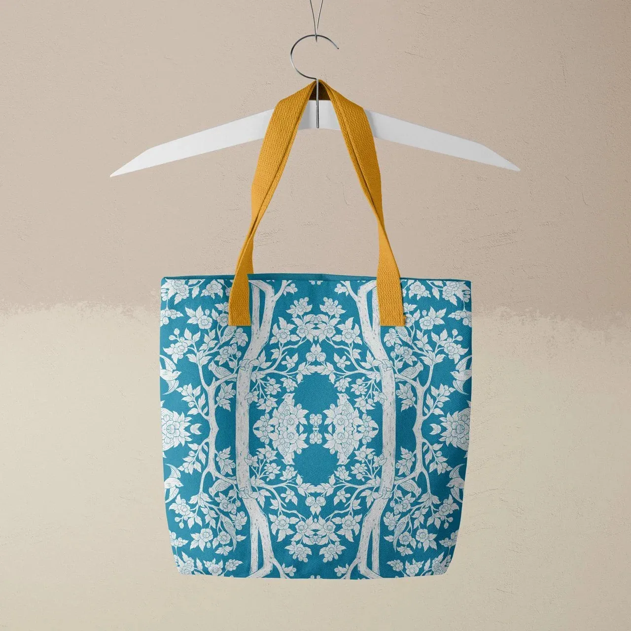 Aviary Tote - Bluebird Blue Bird Pattern Shopping Tote