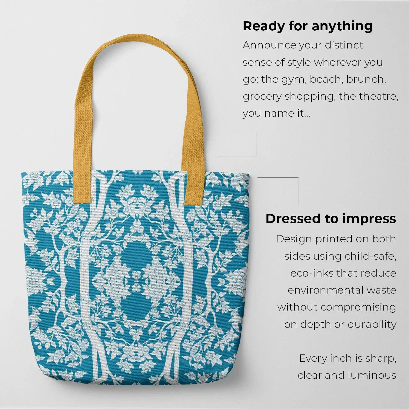 Aviary Tote - Bluebird Blue Bird Pattern Shopping Tote