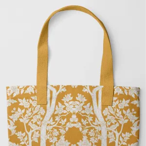 Aviary Tote - Goldfinch Orange Bird Pattern Shopping Tote