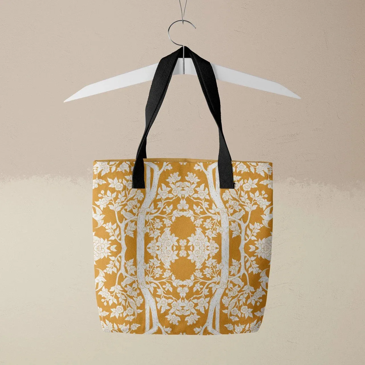 Aviary Tote - Goldfinch Orange Bird Pattern Shopping Tote