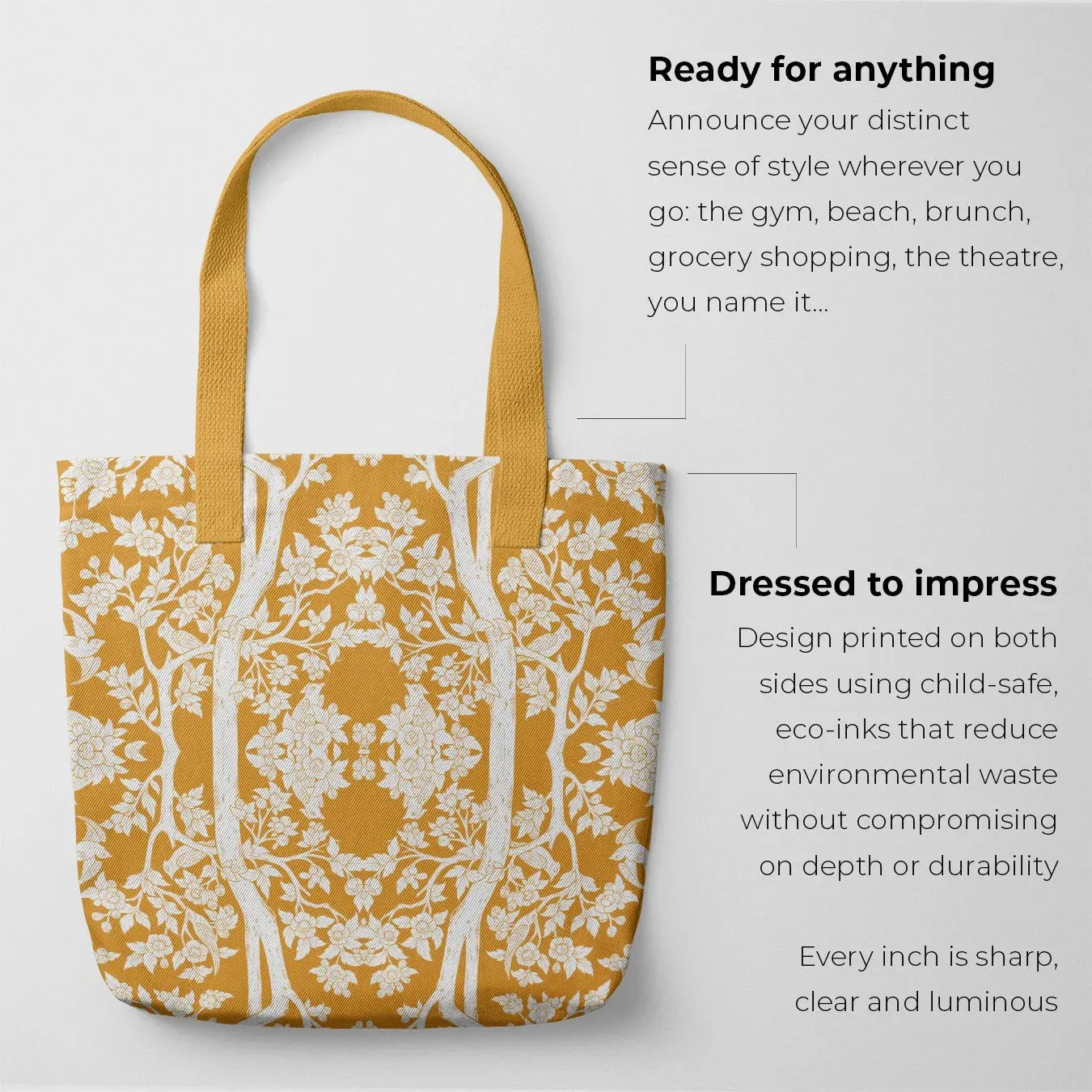 Aviary Tote - Goldfinch Orange Bird Pattern Shopping Tote