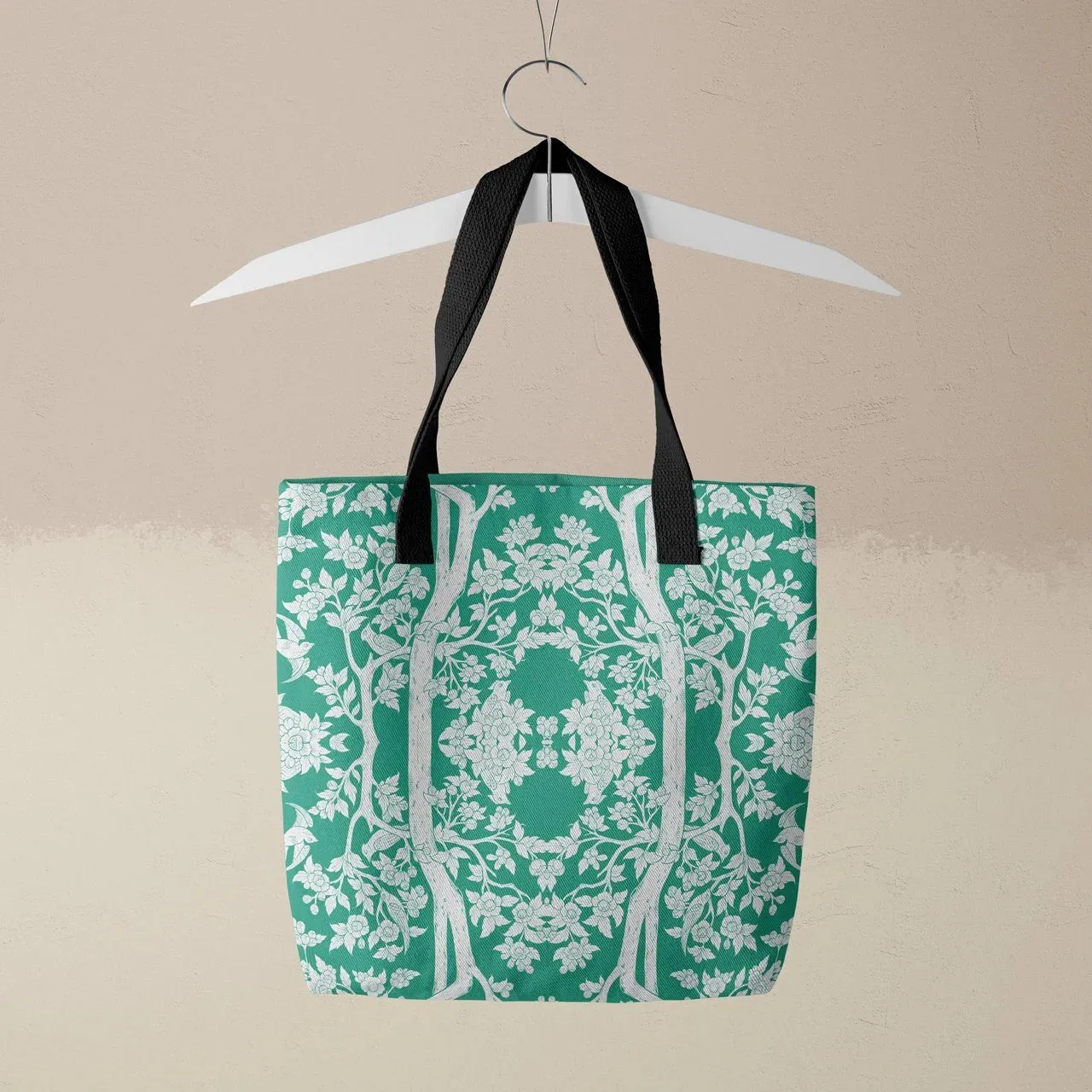 Aviary Tote - Hummingbird Green Bird Pattern Shopping Tote