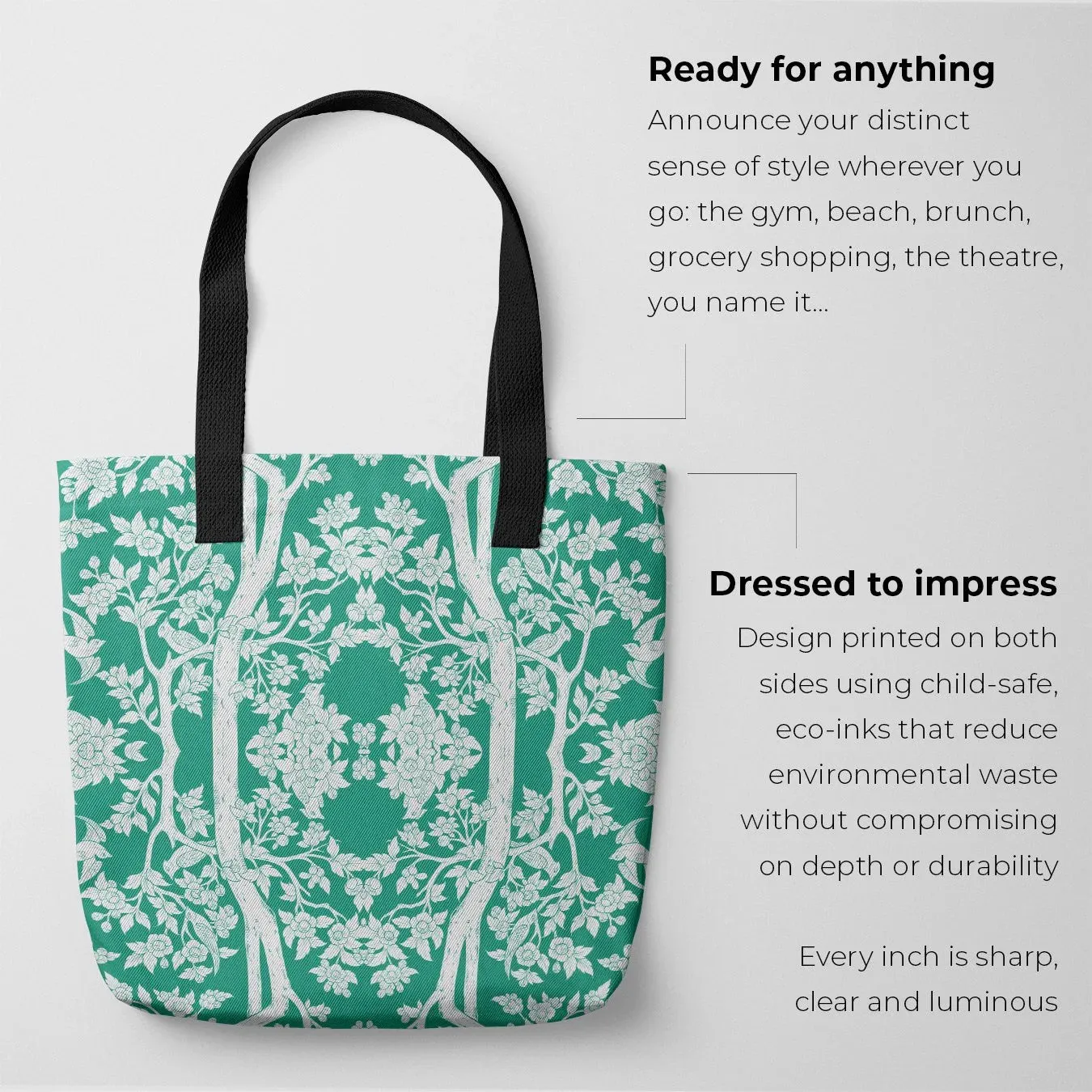 Aviary Tote - Hummingbird Green Bird Pattern Shopping Tote