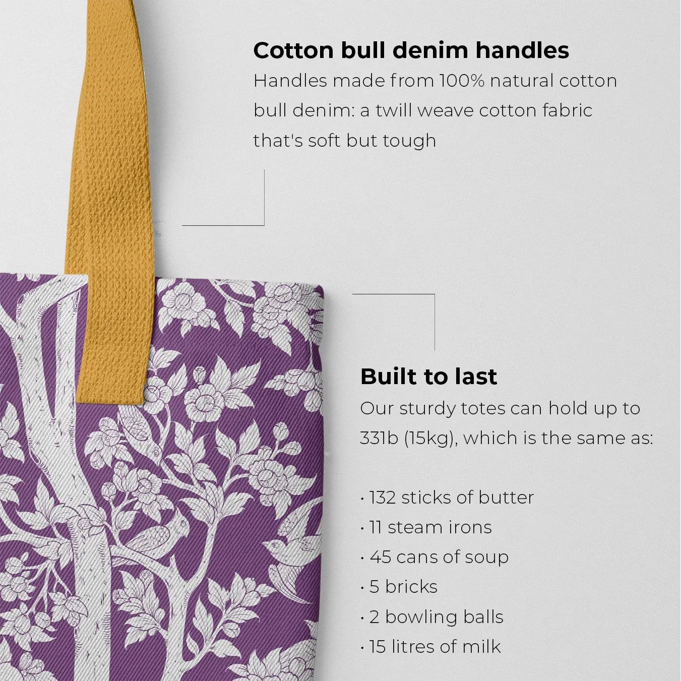 Aviary Tote - Purple Finch Bird Pattern Shopping Tote