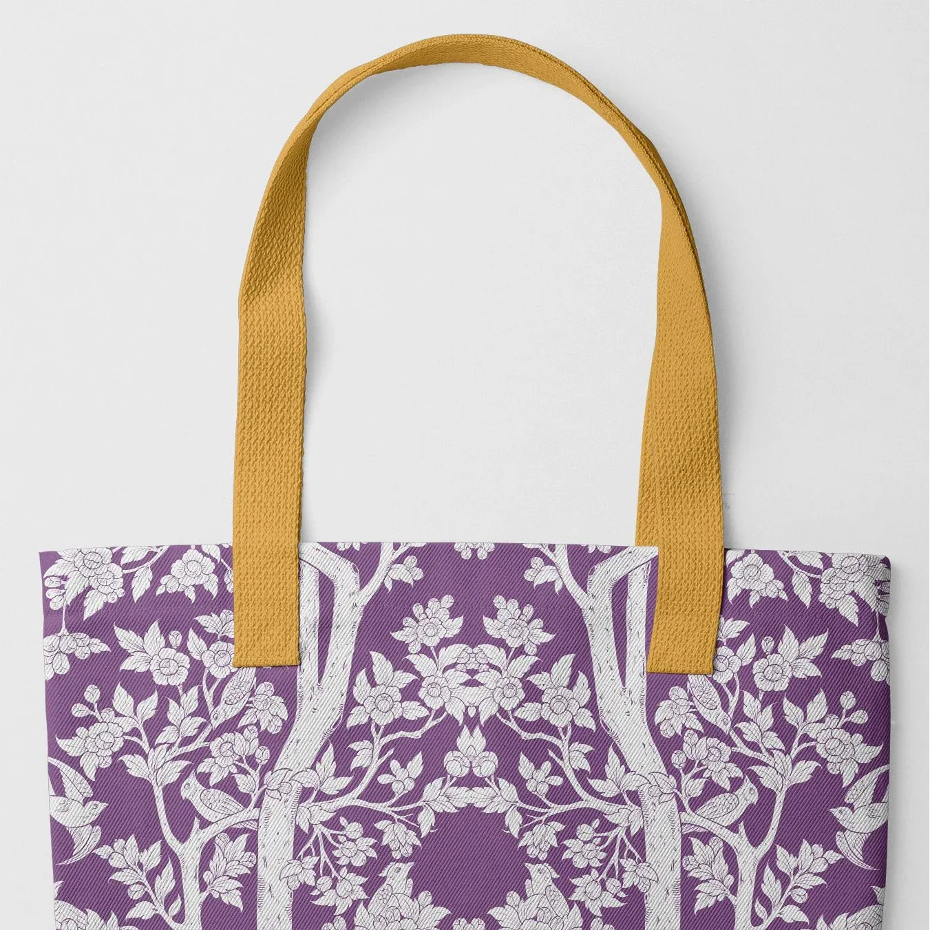 Aviary Tote - Purple Finch Bird Pattern Shopping Tote