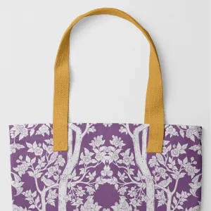 Aviary Tote - Purple Finch Bird Pattern Shopping Tote