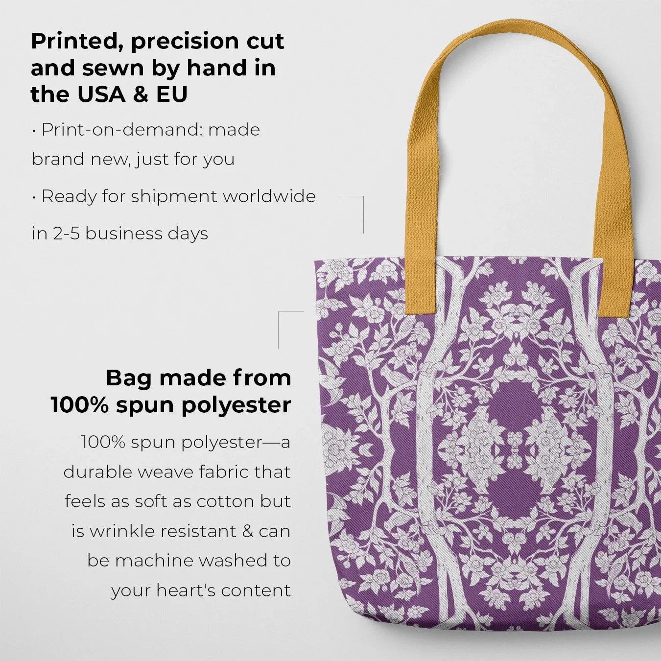 Aviary Tote - Purple Finch Bird Pattern Shopping Tote