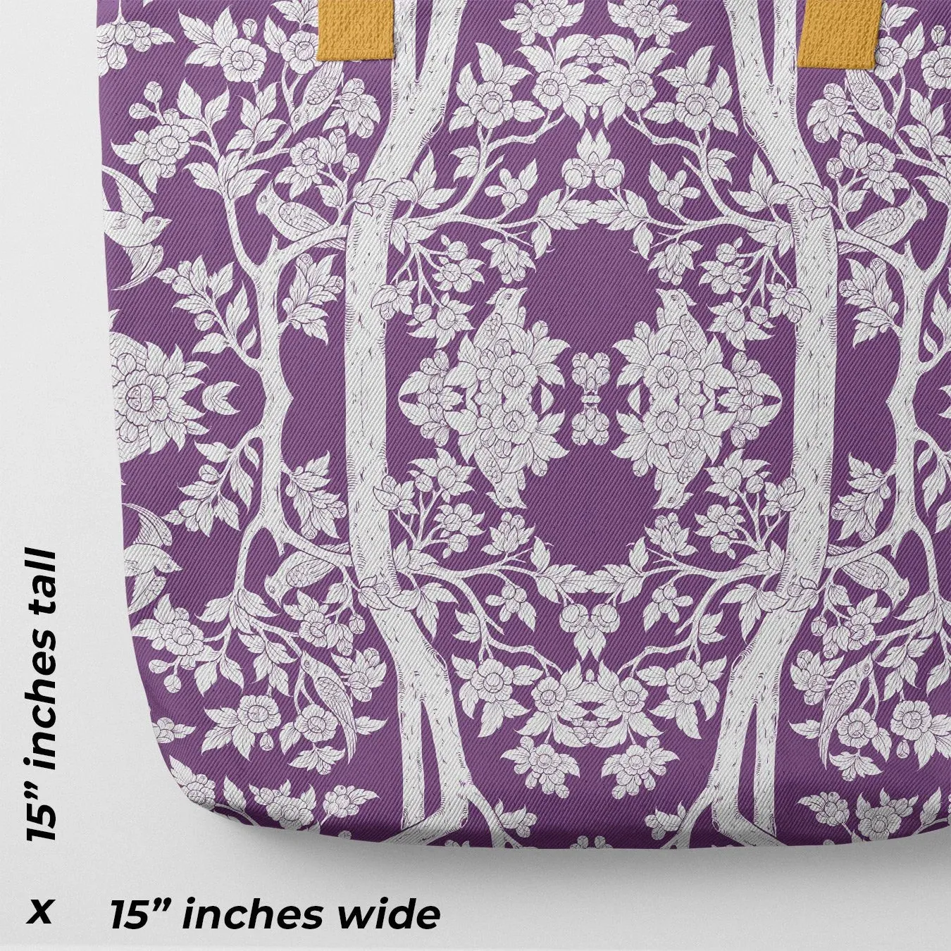 Aviary Tote - Purple Finch Bird Pattern Shopping Tote