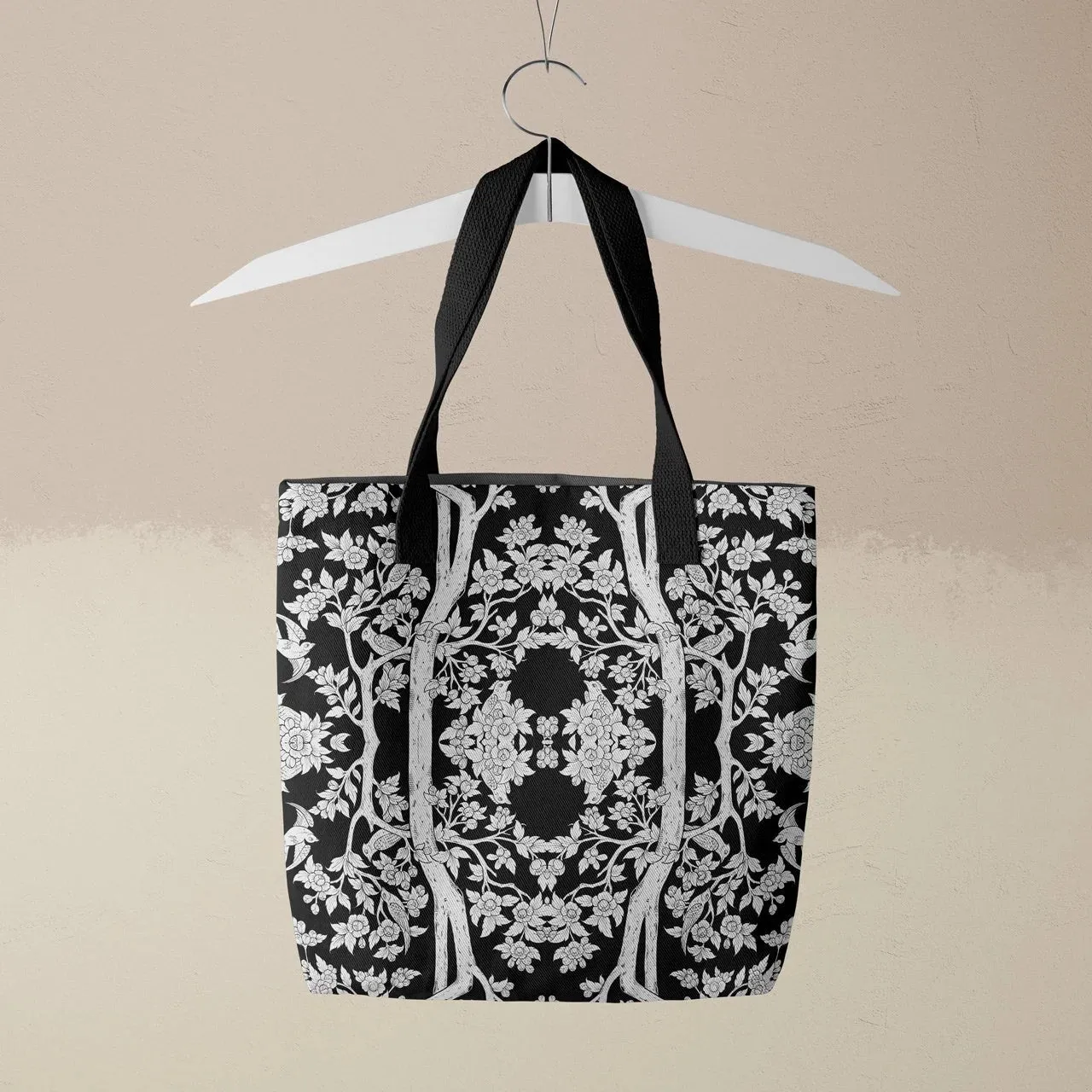 Aviary Tote - Raven Black Bird Pattern Shopping Tote