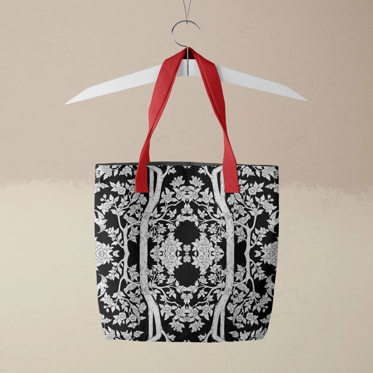 Aviary Tote - Raven Black Bird Pattern Shopping Tote