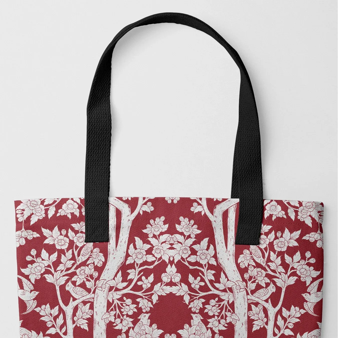 Aviary Tote - Rosella Red Bird Pattern Shopping Tote