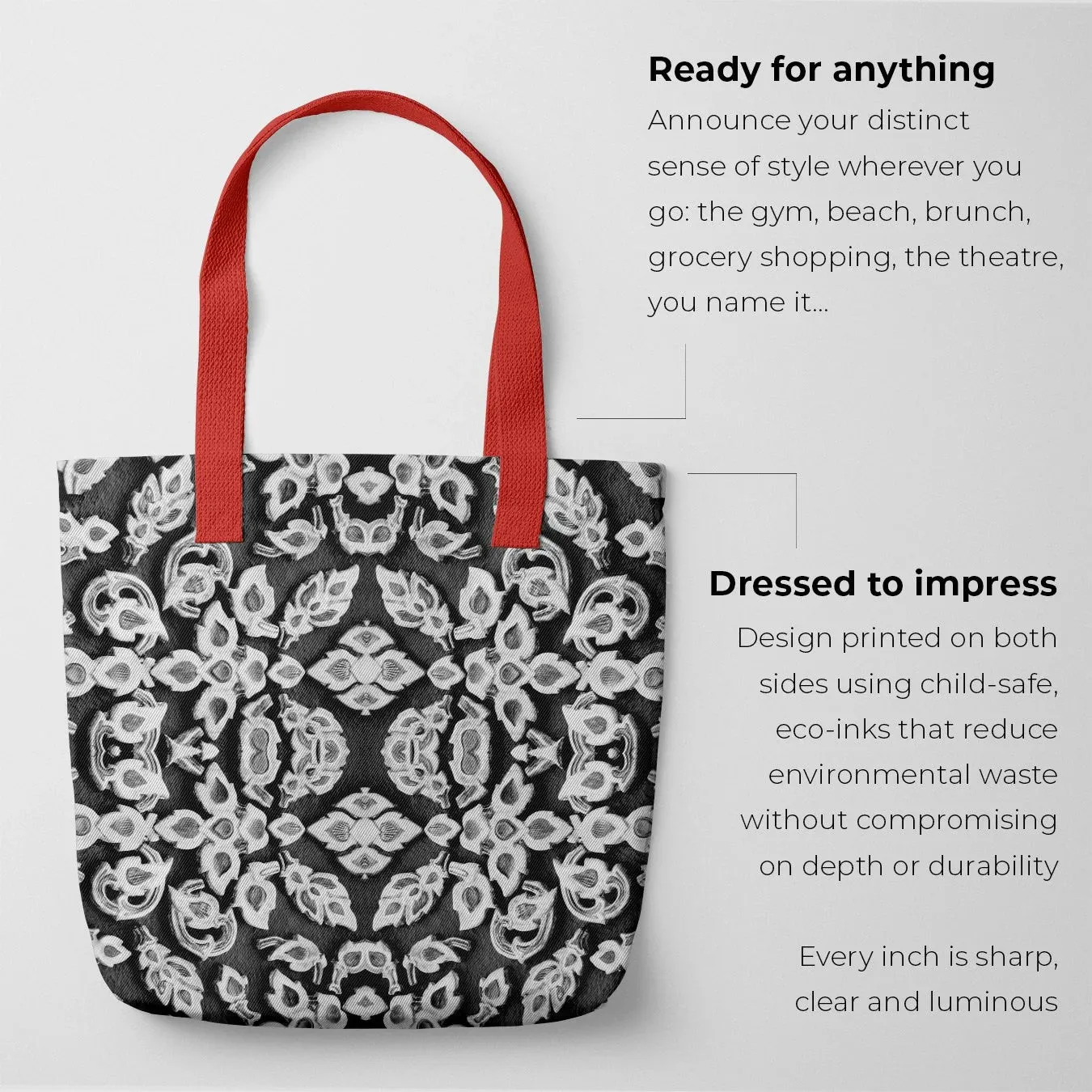 Ayodhya - Black & White Thai Mosaic Shopping Tote Bag