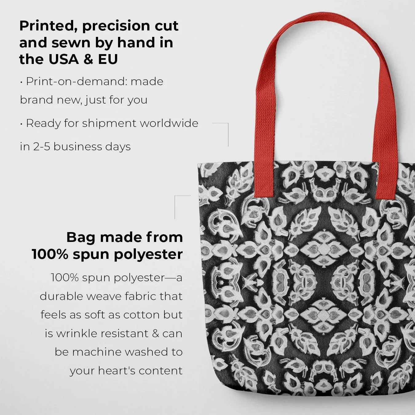 Ayodhya - Black & White Thai Mosaic Shopping Tote Bag