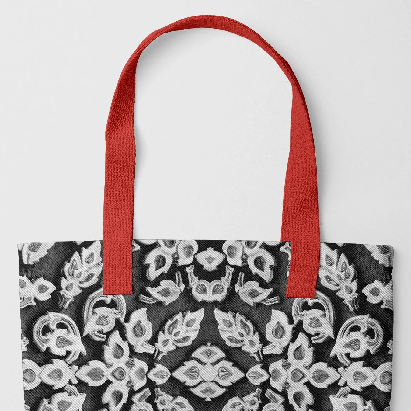 Ayodhya - Black & White Thai Mosaic Shopping Tote Bag