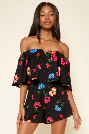 Bailamos Idris Floral Off The Shoulder Romper