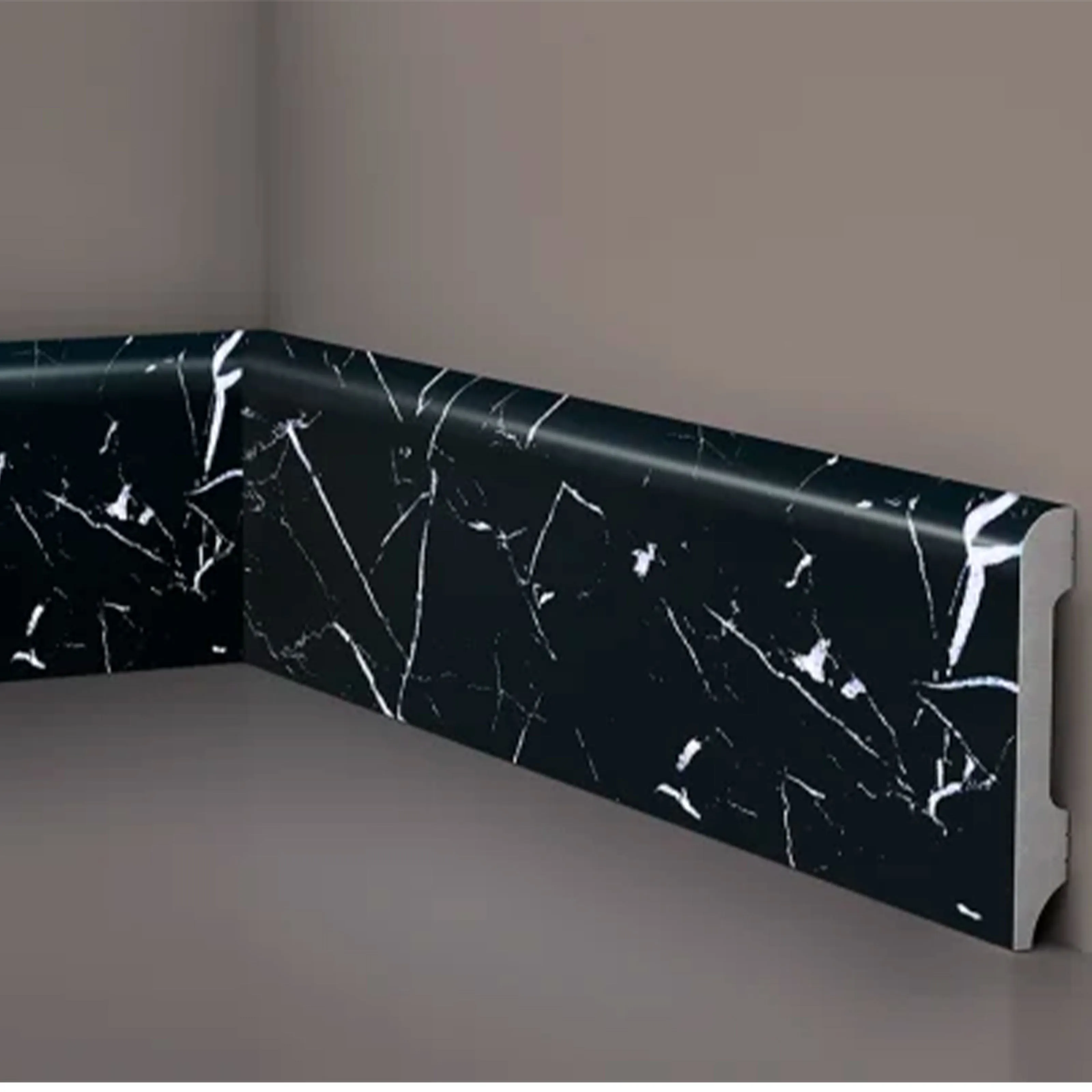 Bancale da 104ml di Battiscopa BC Lucido NERO MARQUINA 85x14x2000mm in POLIMERI