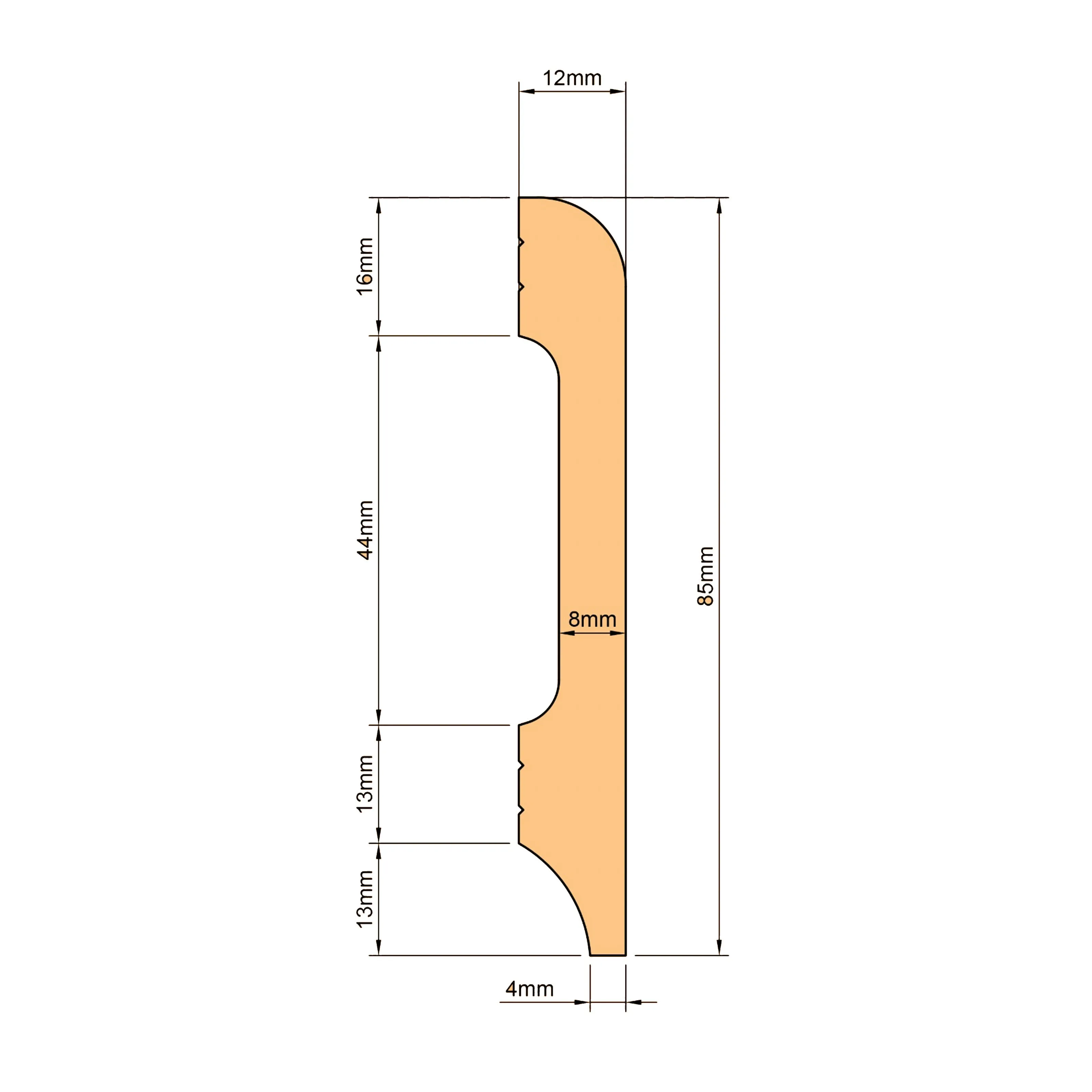 Battiscopa BC Lucido TRAVERTINO 85x14x2000mm in POLIMERI - Polistrutturato