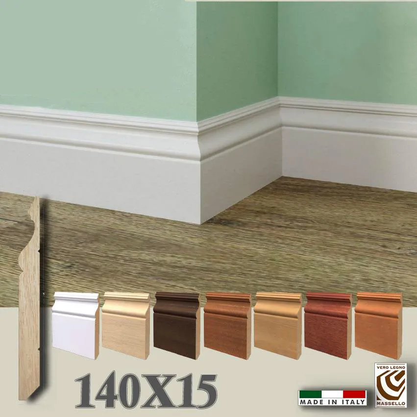 BATTISCOPA in legno MASSELLO Zoccolino ALTO DUCALE ALEXANDER 140X15 (prezzo al metro lineare)