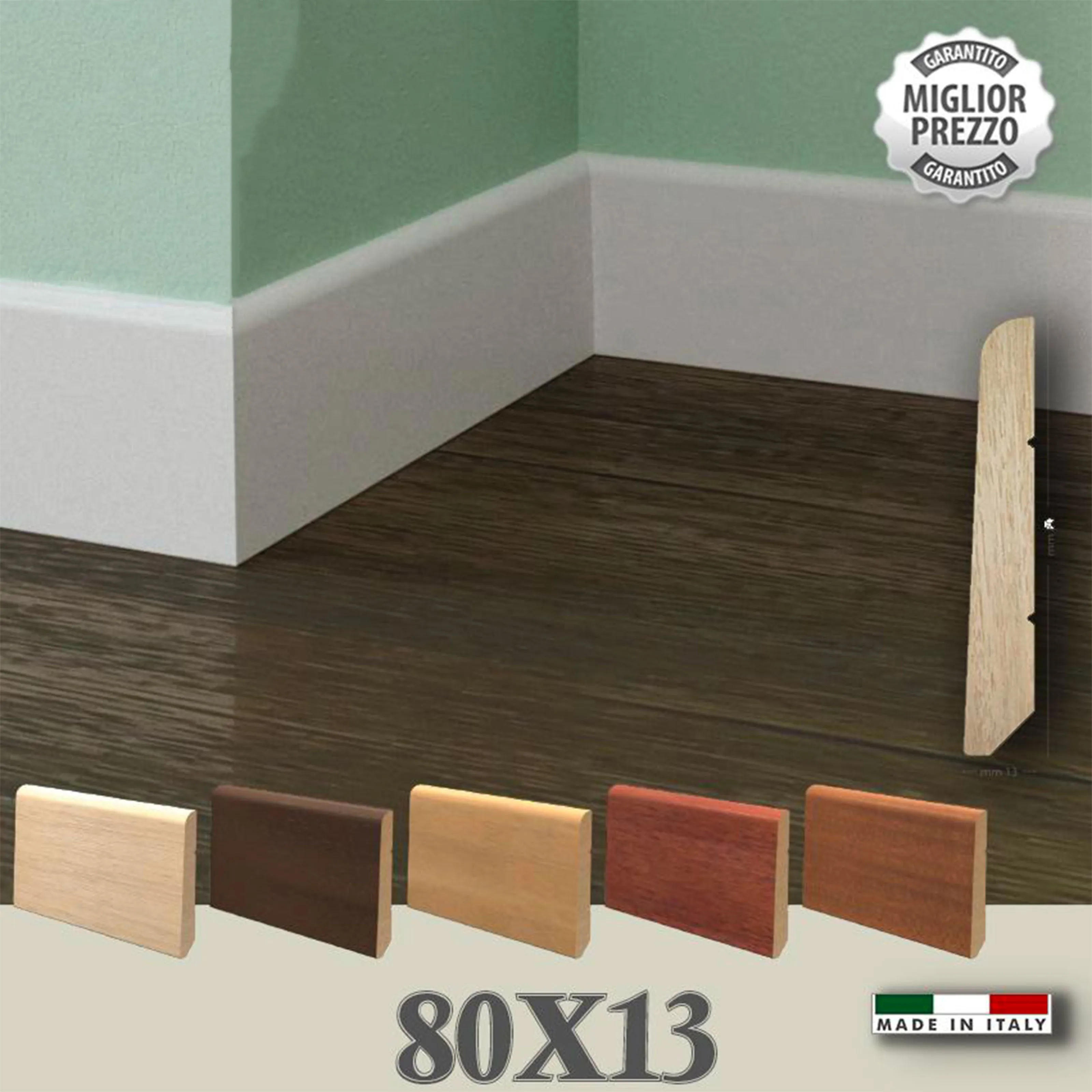 BATTISCOPA in legno Zoccolino MASSELLO FURBO INCLINATO BC 80X13 (prezzo al metro lineare)