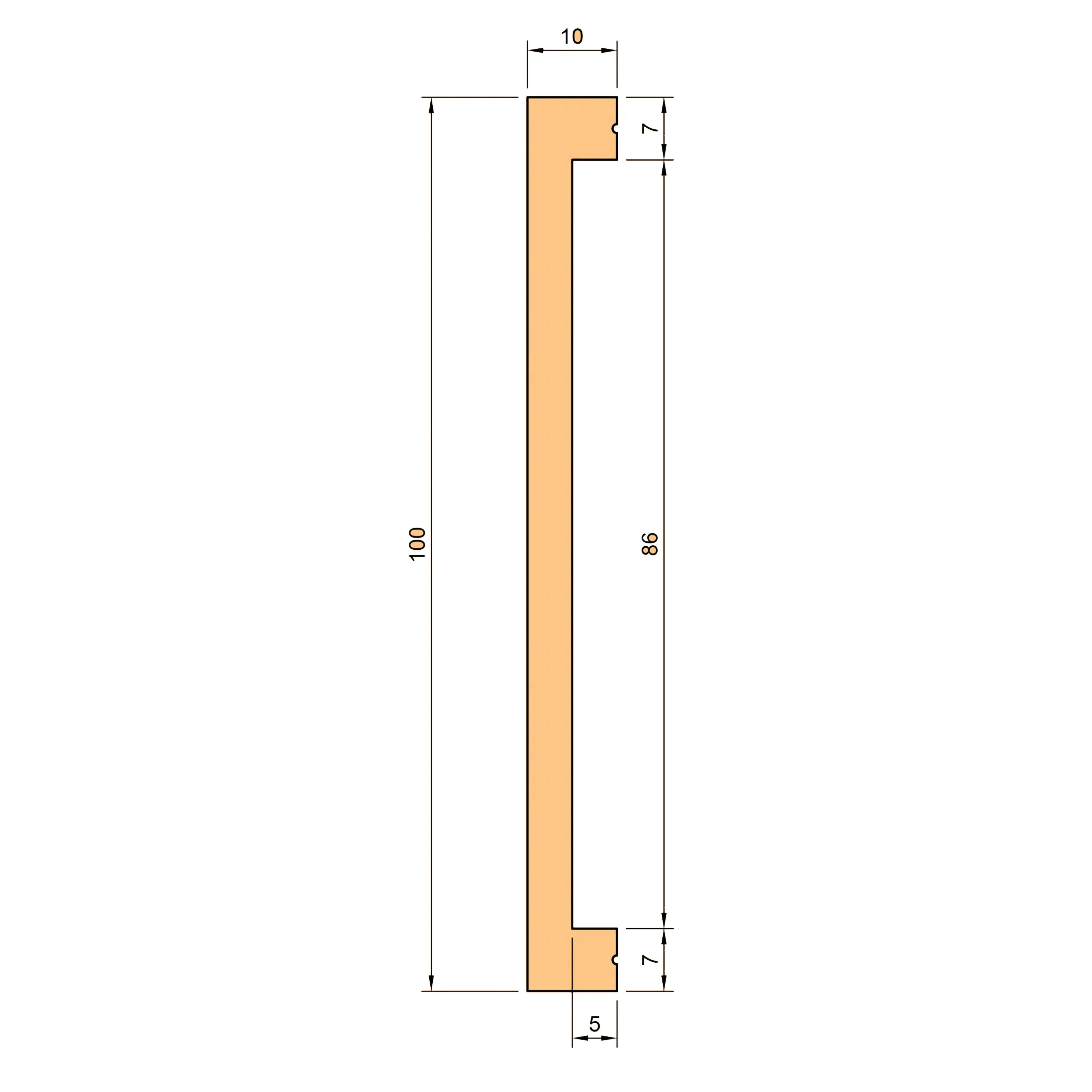 Battiscopa SQUADRATO BIANCO PASSACAVO 100x10x2000mm in POLIMERI - Polistrutturato