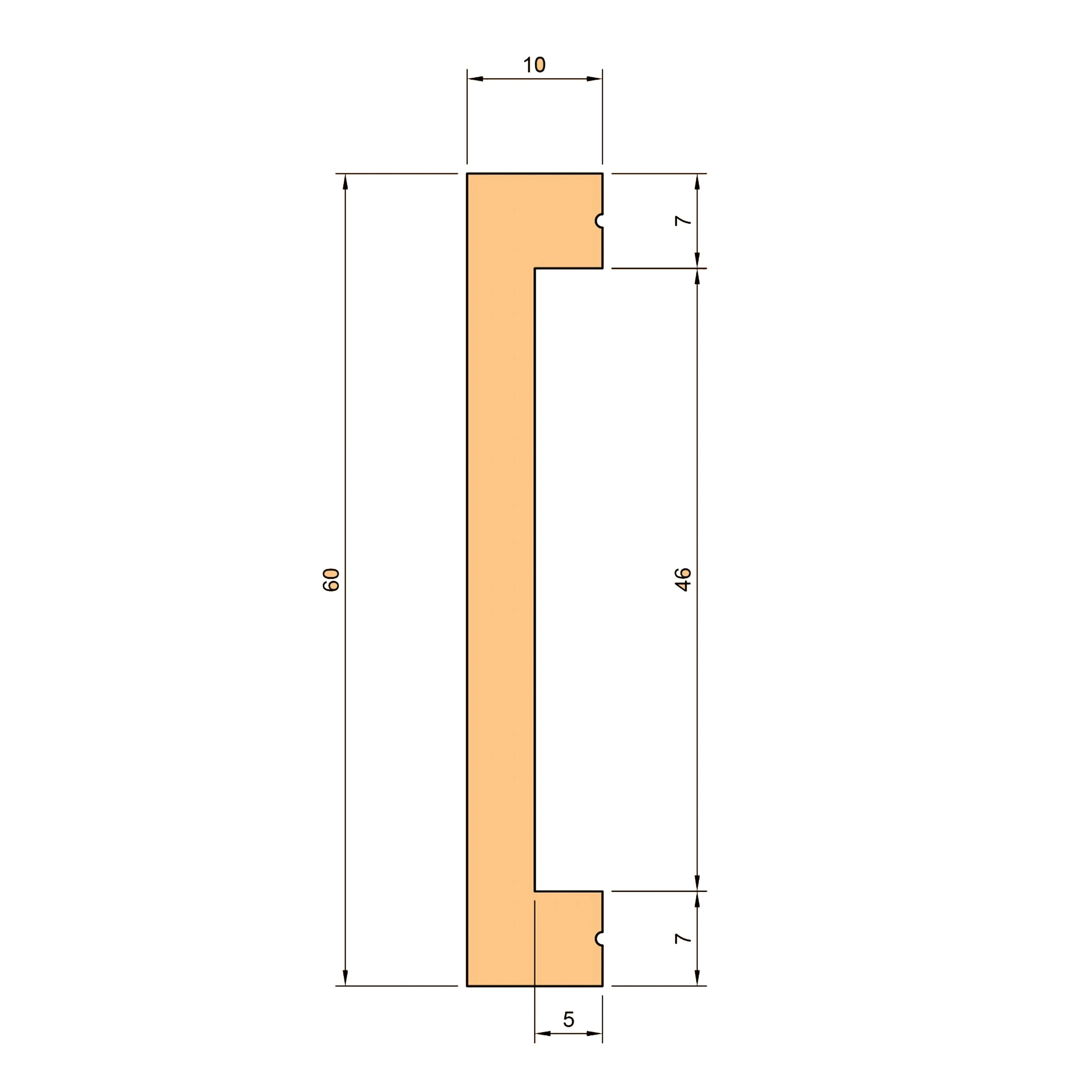 Battiscopa SQUADRATO BIANCO PASSACAVO 60x10x2000mm in POLIMERI - Polistrutturato