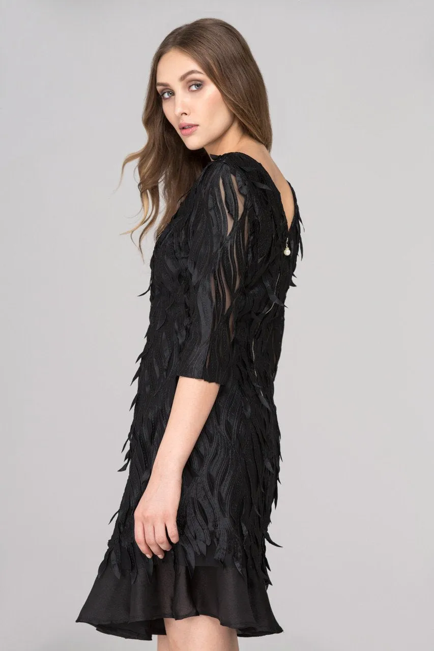 Black Crow Sleeved Midi Dress