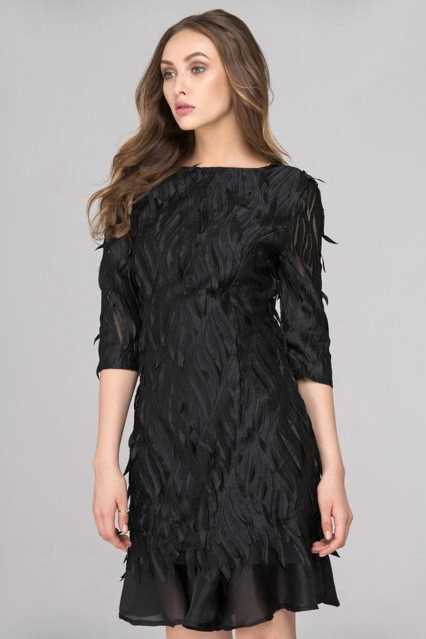 Black Crow Sleeved Midi Dress