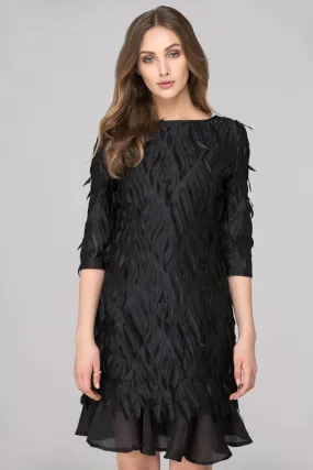 Black Crow Sleeved Midi Dress