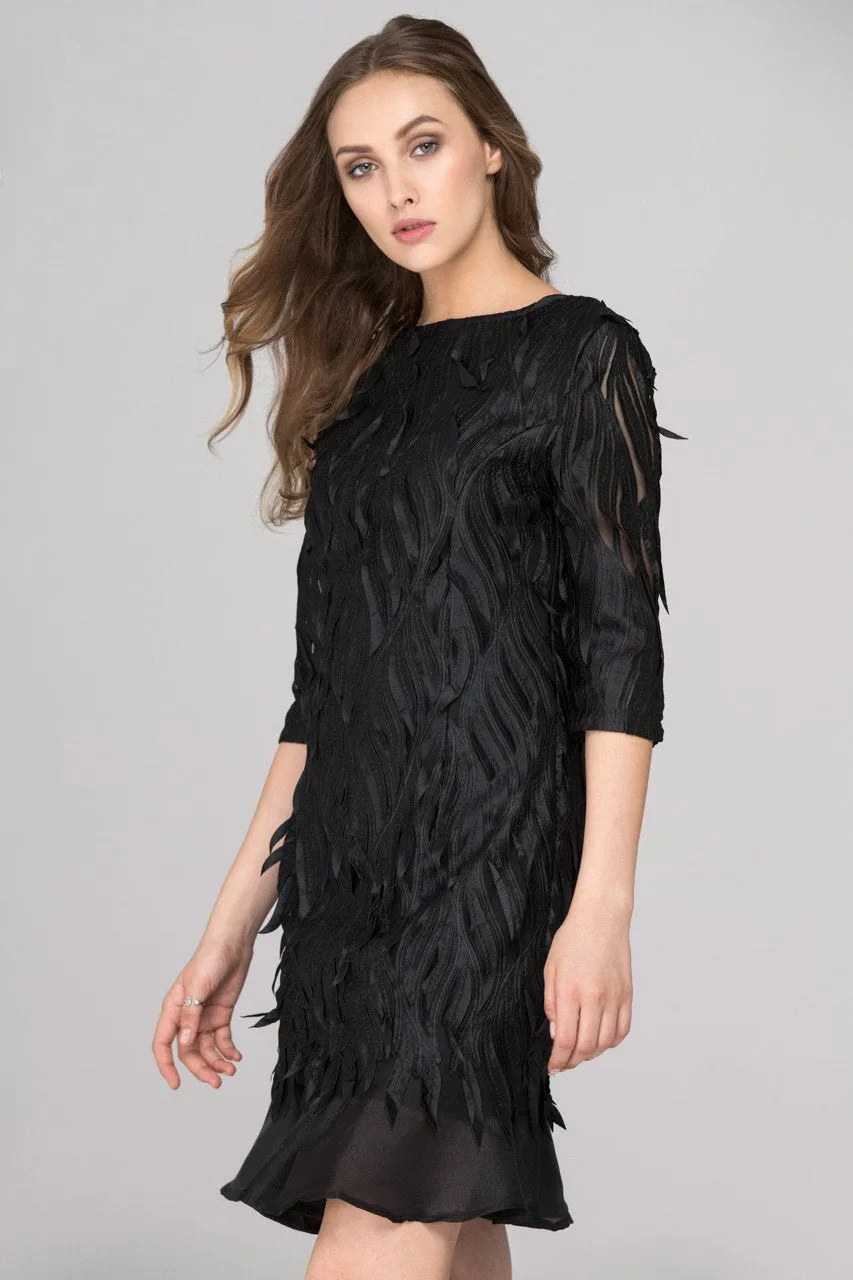 Black Crow Sleeved Midi Dress