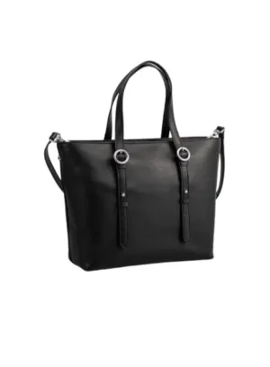 BLACK LEATHER HANDBAG