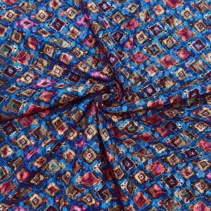 Blue Handblock Print Georgette Fabric