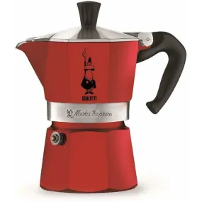 Cafettiera Italiana Bialetti Moka Rosso 3 Tazze Metallo Alluminio (3 Unità)