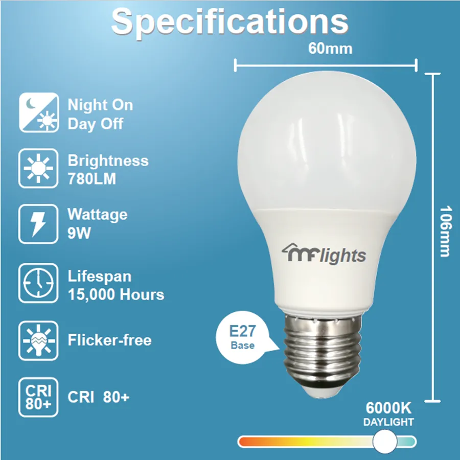 Dusk to Dawn LED Sensor Bulb 9W