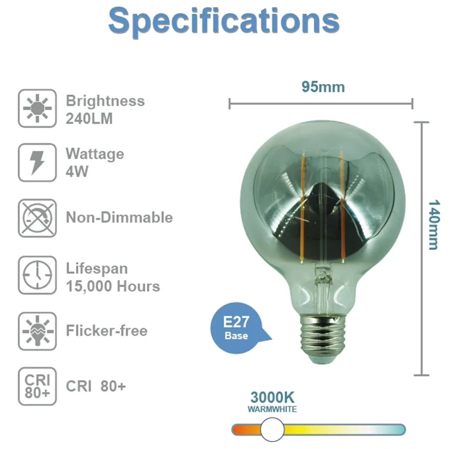 Filament Smoky Globe Bulb Warmwhite