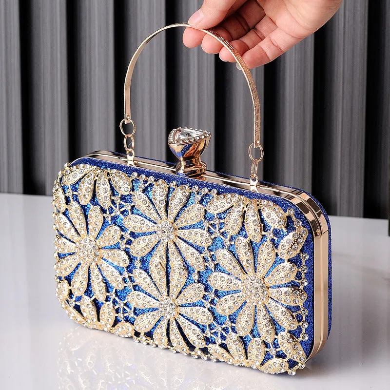 Flower Rhinestones Clutch Bag