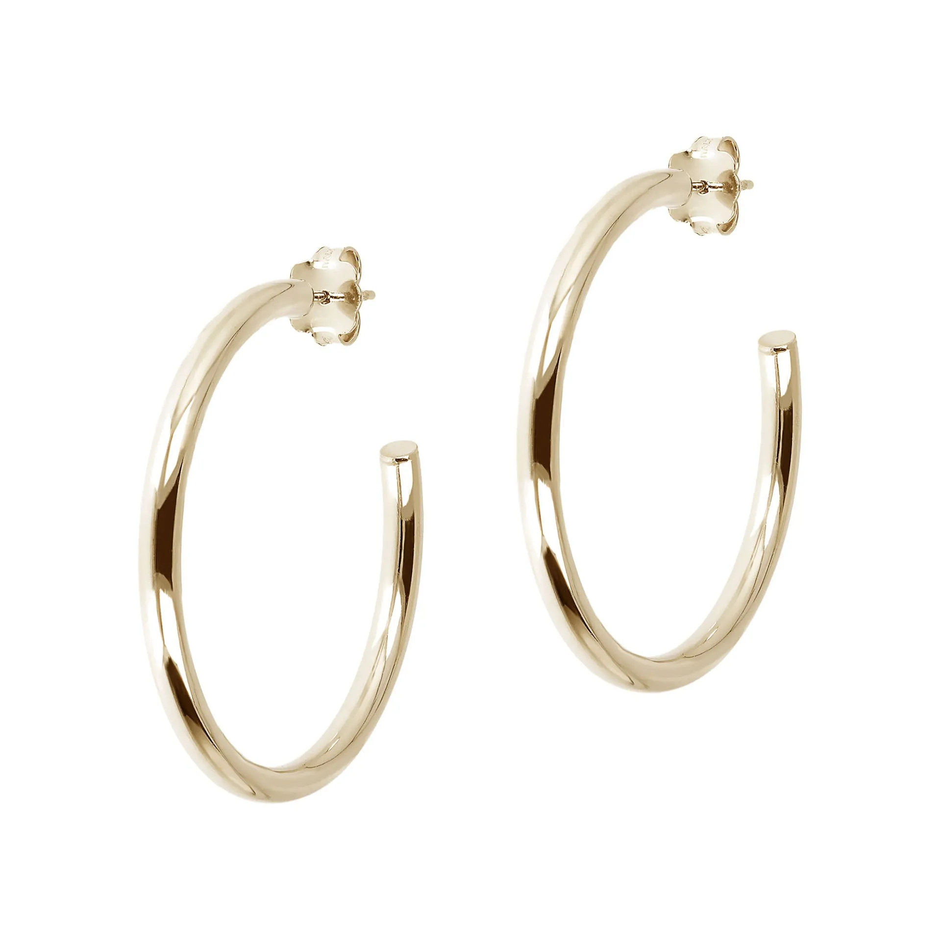 Italian Sterling Silver 1-1/2" Polished Hoop Earrings